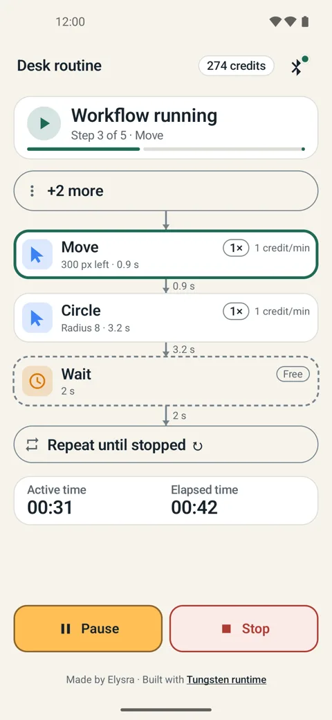 A workflow running
